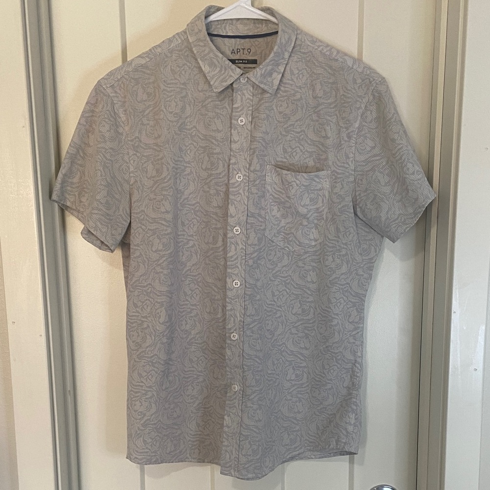 Apt. 9 Light Gray Floral Performance Men's Shirt